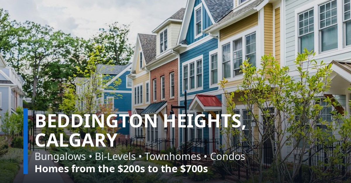 Beddington Heights Calgary community graphic: typical home styles and price ranges