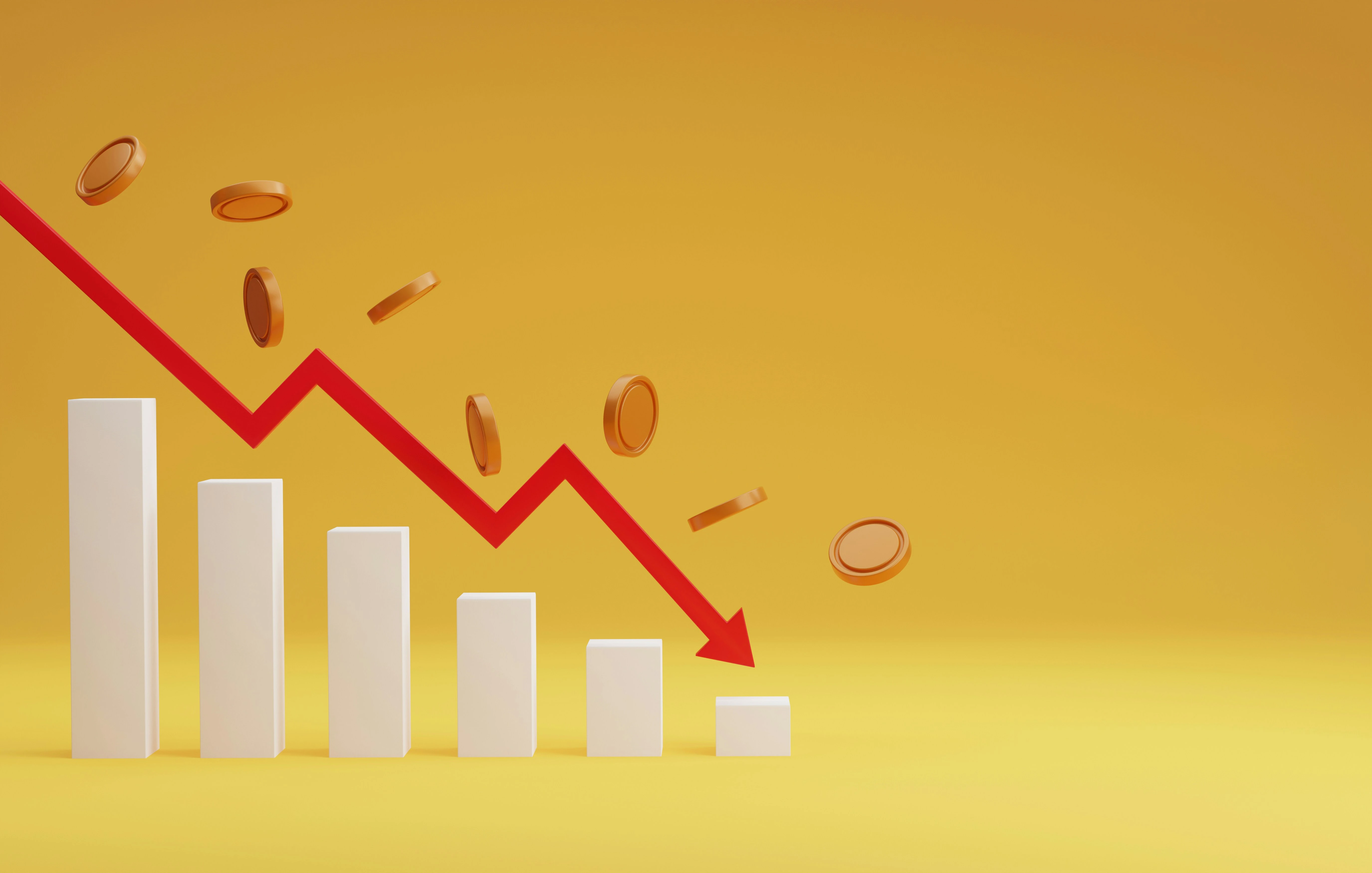 Falling coins and downward graph symbolizing Canada’s September 2025 interest rate cut.
