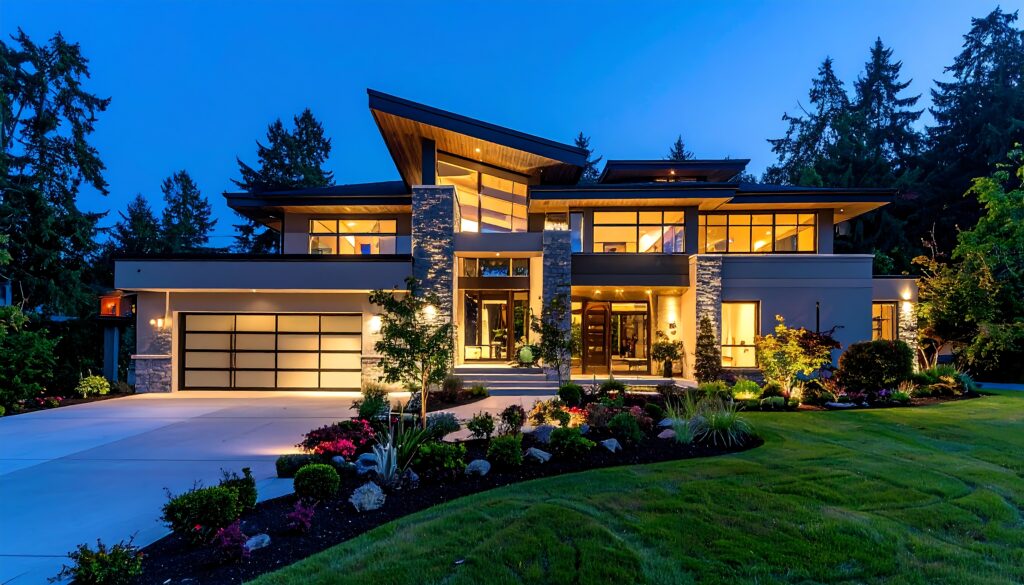 Evening view of a single-family home in Charleswood, northwest Calgary