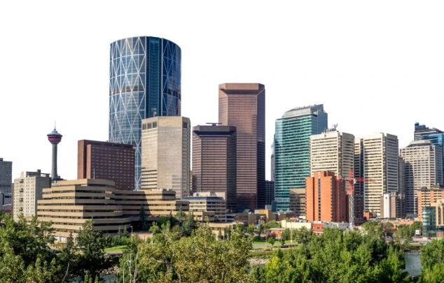 Downtown Calgary skyline with residential condo buildings — essential tips for reviewing condo documents before buying.